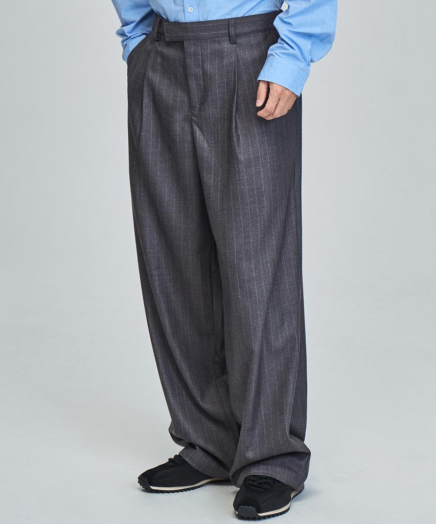 PRAIRIE Striped Wide Slacks (Gray)