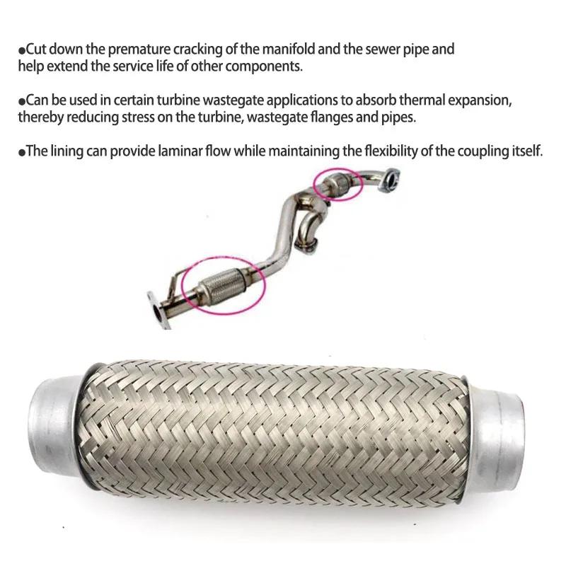 ID 38/51mm Car Exhaust Tube Telescopic Flexible Connection Braid Bellows Stainless Steel Muffler Pipe Connector Welded Universal
