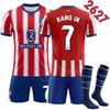 2627 Camiseta de Club Rayada Nº. 19 Alvarez 7 Li Gangren Atlético de Madrid Traje de Fútbol Local