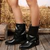 Metalldekoration Reitstiefel Damen 2025 Herbst Sexy Spitzschuh Mittelhohe Absätze Schuhe Punk Weiche Plissee Wanderstiefel