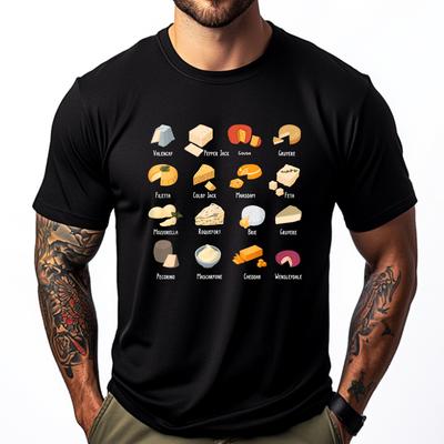 Funny Vintage Cheese Chart For Cheese Lover Cheese 3d Printed T Shirts Ecofriendly and Healthy Mens Shirt