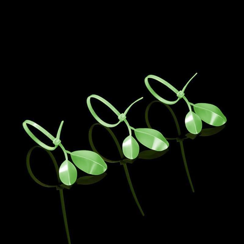 Leaf Shape Green Nylon Zip Ties for Garden Plant Support and Decoration Reusable Weather Resistant for Indoor Outdoor Use