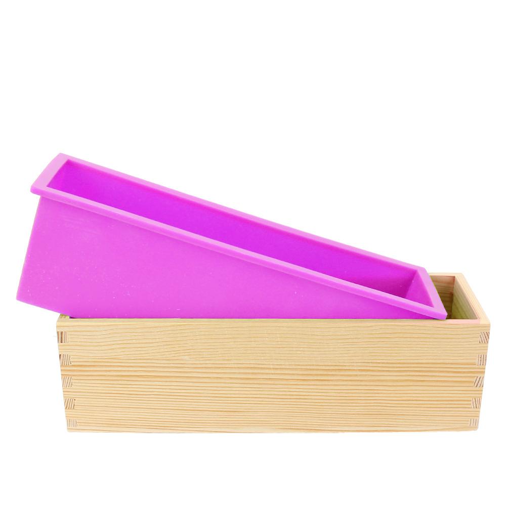 Toast Cake Loaf Mold with Wooden Box Silicone Soap Mold Rectangular DIY Handmade Tool Baking Kitchen Tools