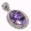 Natural Charoite Gemstone Handmade 925 Solid Sterling Silver Pendant 1.77" Y5r76