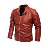 Men's Jacket Autumn Coat Solid Color Pu Leather Motorcycle Suit Plus Velvet Leather Jacket Men