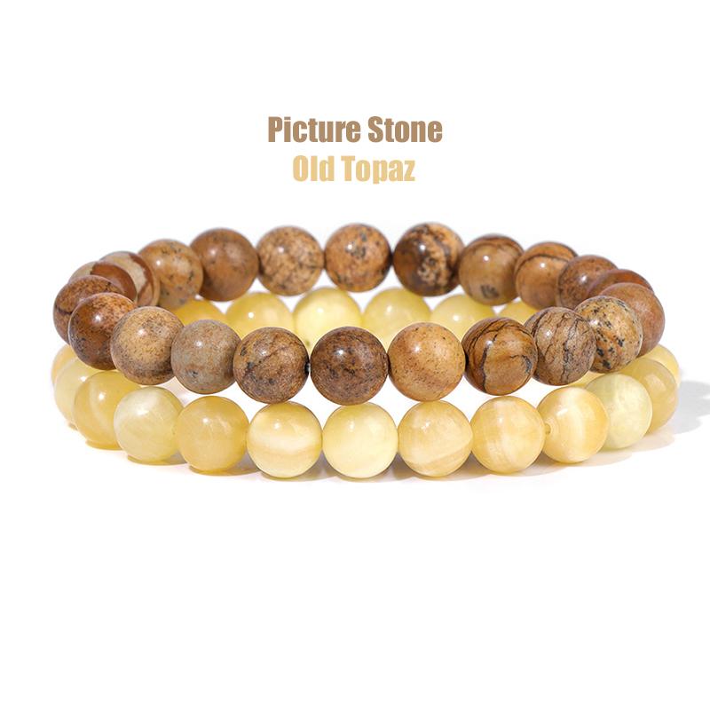 2Pcs/Set Bracelets For Women Natural Stone Bracelet Set Agates 8mm Beads Bangle Turquois Crystal Bracelet Men Jewelry Healing