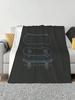 Skateboard ( Blue Lines ) Shaggy Throw Soft Warm Blanket Sofa_Bed_Travel Love Gifts Skateboarding Deck Trucks