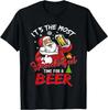 Funny Christmas Santa Claus Drinking Beer Wonderful Time T-Shirt