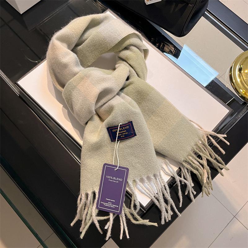 2024 British Red Plaid Imitation Cashmere Scarf: Warm Winter Gift Neck Shawl