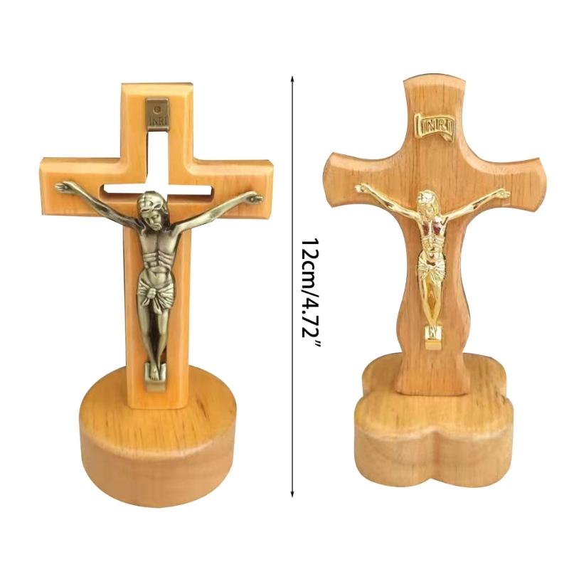 Katalikiškas medinis stalo kryžius su magnetiniu stoveliu, Nukryžiuotojo skulptūra, Religinė krikščioniška dovana, Bažnyčios, namų dekoracijos