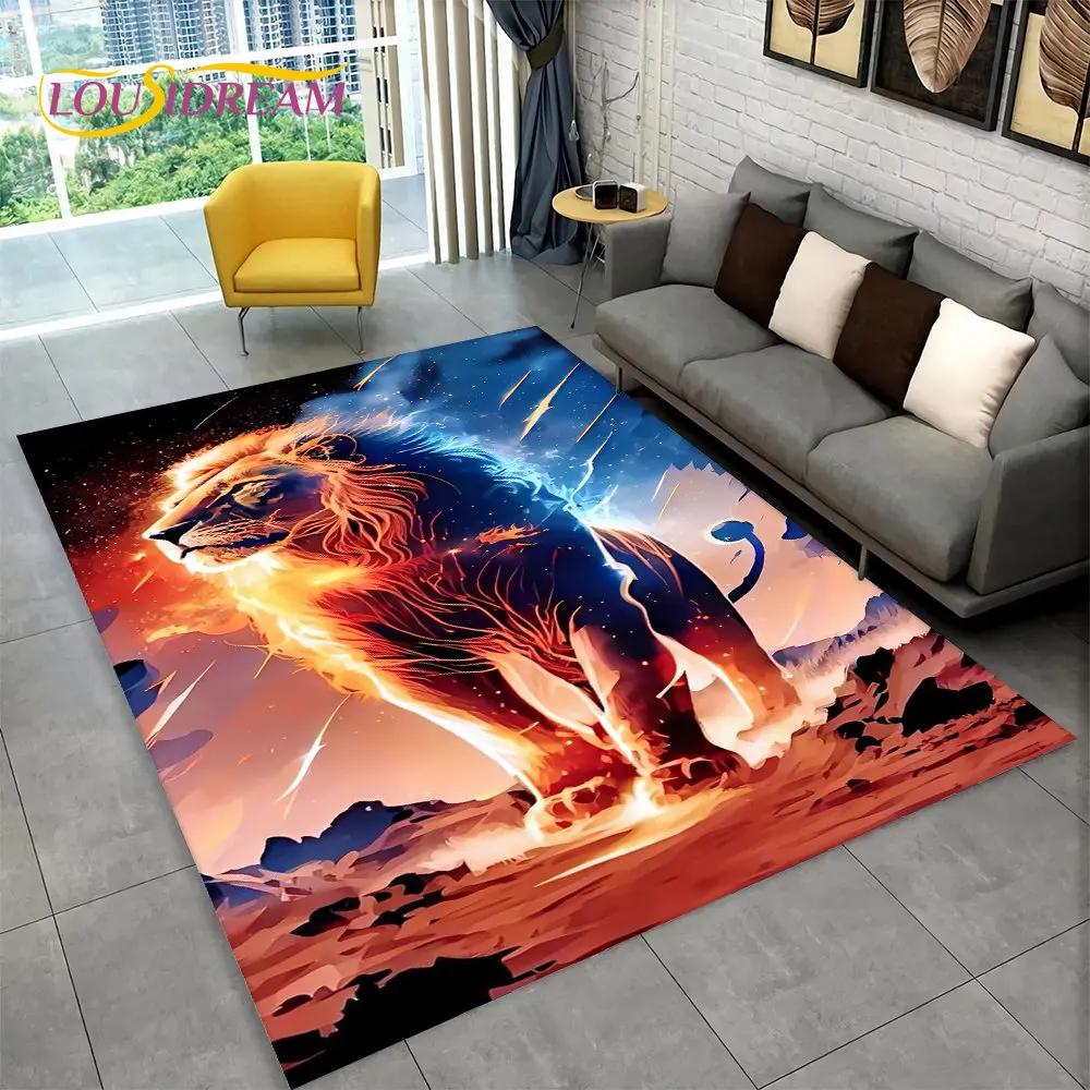 New Dream Lion Animal 3D-Teppich, groß, Teppich für Wohnzimmer, Schlafzimmer, Sofa, Fußmatte, Dekoration, rutschfeste Bodenmatte für Kinderspiele