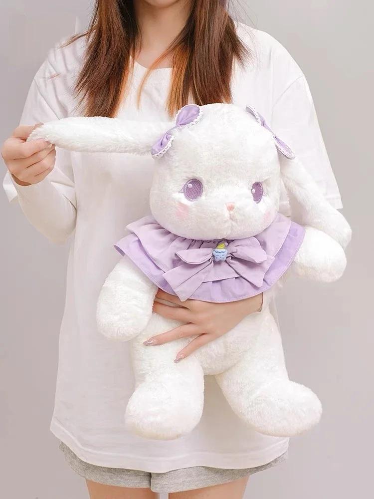 Kawaii Japan Lolita Bunny Bear Doll Kids Soft Plush Rabbit Stuffed Animals Hug Cuddly Throw Pillow Children Girl Birthday Gift