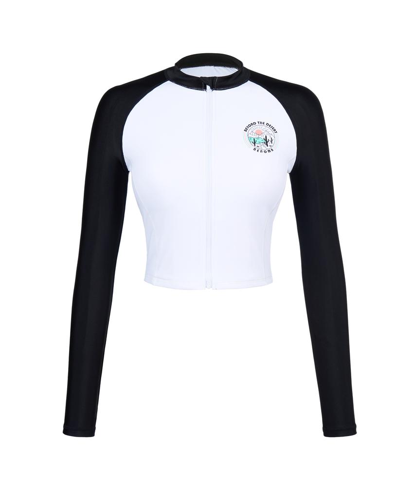 Lenomasuyeongbog Women'S Dessert Crop Zip-Up Rash Guard White Rn-Cs2F553-Wh