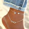 Letter Double Foot Chain Infinite Love Chain Dámský řetízek na nohy Letní dárek Plážový dárek pro matku