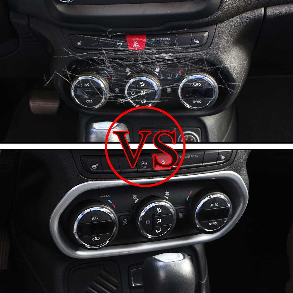 For Jeep Renegade 2015 2016 2017 2018 2019 Center Console Dashboard AC Air Condition Switch Button Panel Cover Trim Sticker Re1