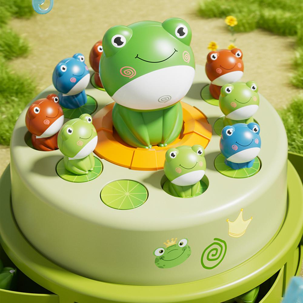 Elektrisches Musik hüpfendes Frosch Spin Spielzeug für Kinder mit Sprachsteuerung und Eltern-Kind-Interaktion