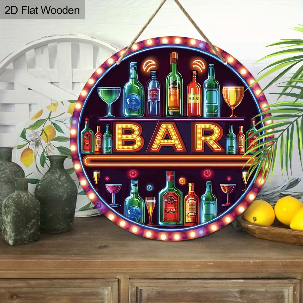2D Flat Hanging Decorative Signs,interior Wall or Door Decoration,garden Decoration,the Pattern Is "BAR"sign,a Housewarming Gift for Friends