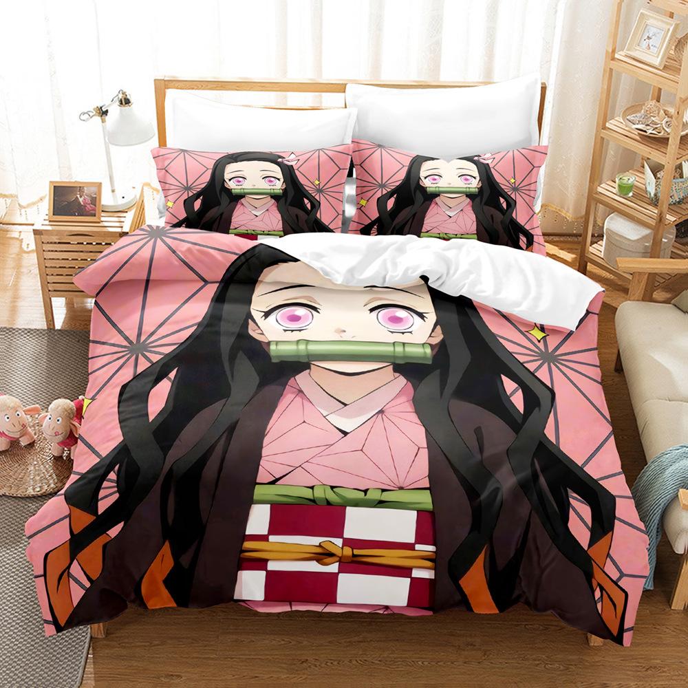 Kamado Nezuko Bettwäschesets Anime Demon Slayer Tagesdecke für Teenager Mädchen Cartoon Twin Single Queen King Full Bettbezug Set