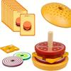 Fascinating Wooden Burger Toy - Play Set with Order Card Sorting Game, Suitable for Children Over 3 Years Old, As Halloween, Christmas Gifts