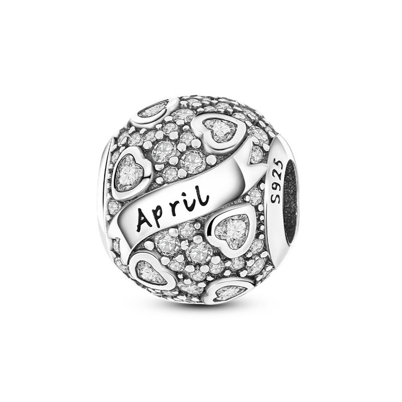 925 Silver Colorful Round CZ Zircon Charm Beads for  Bracelet Pendant Jewelry Gift
