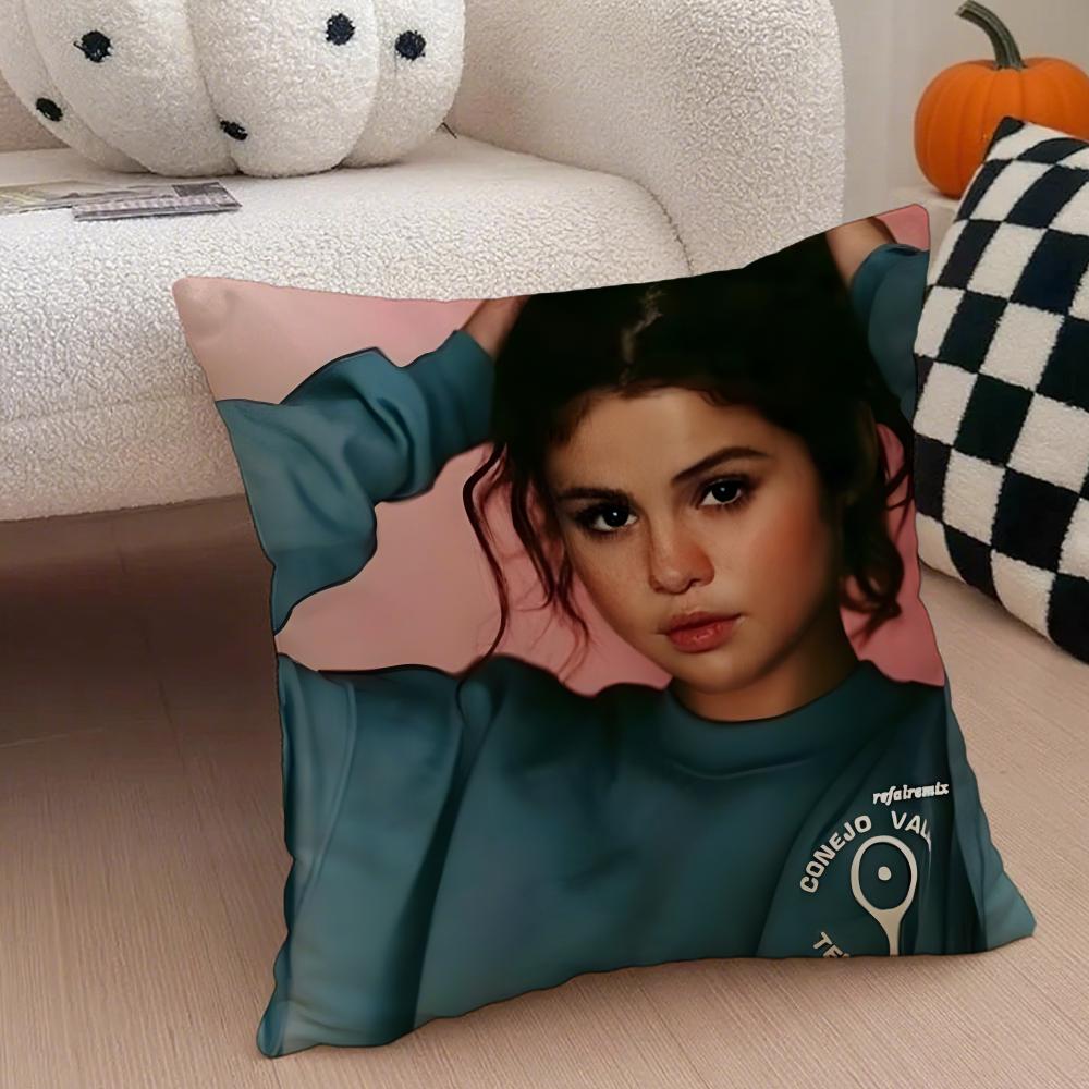 S-Selena Gomez Cushion Cover Linen Pillow Case Soft Breathable Protective Couch Room Decoration