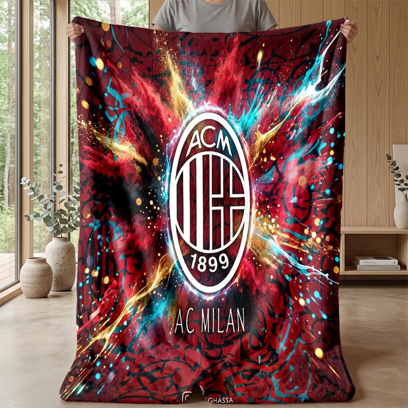 AC Milan Tematikos pledas Minkštas flanelinis pledas Pliušinis užklotas Jaukus sofos-lovos pledas namų dekoravimui