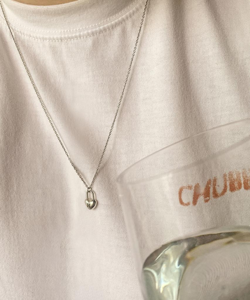 Code.H (Silver 925) Volume Heart Lock Initial Necklace (Type A)