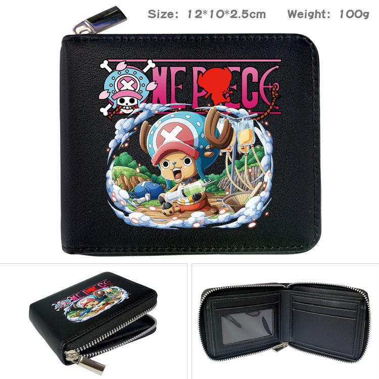 One Piece Anime Zip PU Wallet Luffy Print Short Coin Purse Card Holder