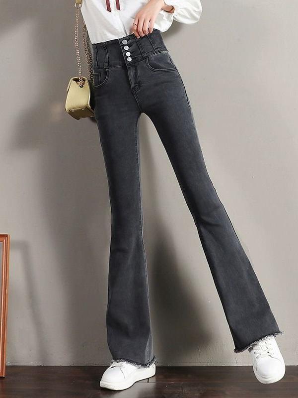 Women's High-Waist Hip-Lifting Micro-Flare Jeans, Summer 2025, Slimming Long Pants, Tummy Control, Thin Material, Perfect for Tall Women.