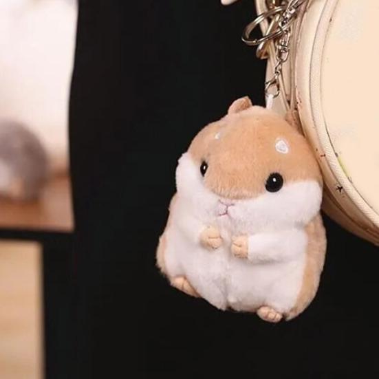 Hamster Plüsch Schlüsselanhänger Weiches Niedliches Kuscheltier Anhänger für Taschen Rucksäcke Schlüssel Entzückender Plüsch Schlüsselanhänger Geschenk für Kinder Freunde Weihnachten Geburtstag
