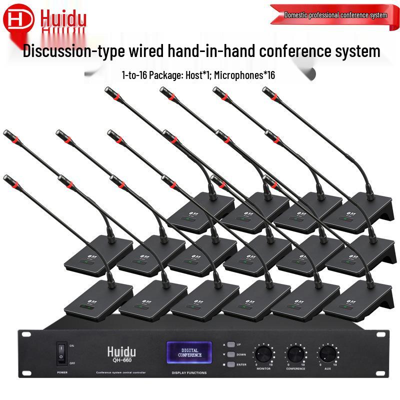 HuiDu QH-660 Wired Conference Desktop Microphone with Square Tube