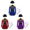 Kids Girls Circus Ringmaster Costume Shiny Sequins Performance Jumpsuit Halloween Cosplay Carnival Fancy Dress