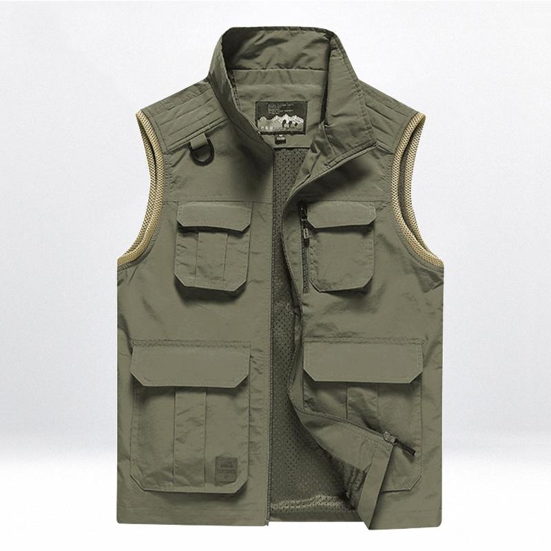 Mens Outdoor Casual Quick Dry Multi Pocket Vests Windproof Sleeveless Jacket Waistcoat Top for Hiking Climbing Fishing Working Travel Daily