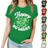 Damen Casual T-Shirt mit Saint Patrick Print Rundhals Pullover Kurzarm Top