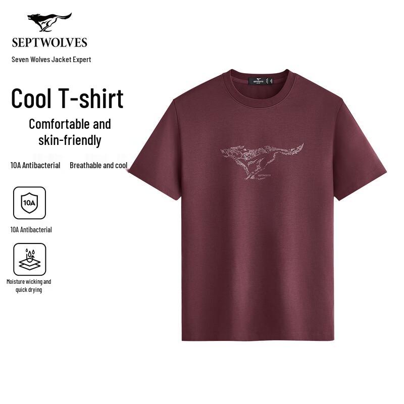 SEPTWOLVES تي شيرت رجالي 10A مضاد للبكتيريا بتقنية Cool-Sense بأكمام قصيرة
