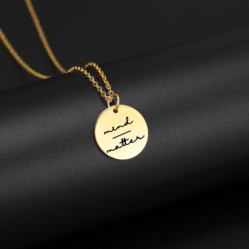 My Shape Faith Hope Love Excitement Stainless Steel Necklace for Women Small Round Pendant Necklace Choker Gift for Best Friends