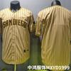Op maat Geborduurd Baseballshirt Unisex Khaki Streep Leeg Sport Top Padres Fan