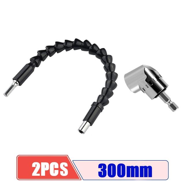 105 Degree Right Angle Drill Attachment and Flexible Angle Extension Bit Kit designed for Drill Screwdriver Socket Adapter Tools