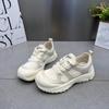 Fashion Beige Chunky Sneakers Platform Breathable Thick Sole Sports Shoes For Women Lace-up Fashion Outdoors Walking Woman Casual Shoes
