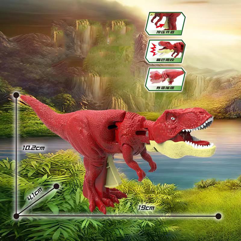 18cm Biting Green Red Tyrannosaurus Rex Dinosaur Hand Control Spring Swing Decompression Fingertip Kids Toy Birthday Boy Gift