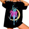 Sailor Moon Retro 90er Anime Grafik T-Shirt Sommer Baumwolle Unisex Damen Tee Streetwear Lässig Trend Kurzarm Paar Hip Hop Oberteil