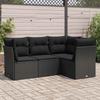 Vidaxl 4-Cz. Garten-Sitzgruppe, Kissen, Schwarzes PE-Rattan