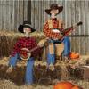 Esqueleto Animado Brillante Tocando el Banjo Duelo Calavera de Vaquero Cantante Halloween Estatua de Guitarra con Brazos y Cabeza en Movimiento Regalo de Halloween