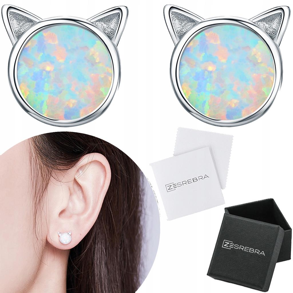 Delicate Earrings S925 Pearl Kittens Colorful Cat Gift