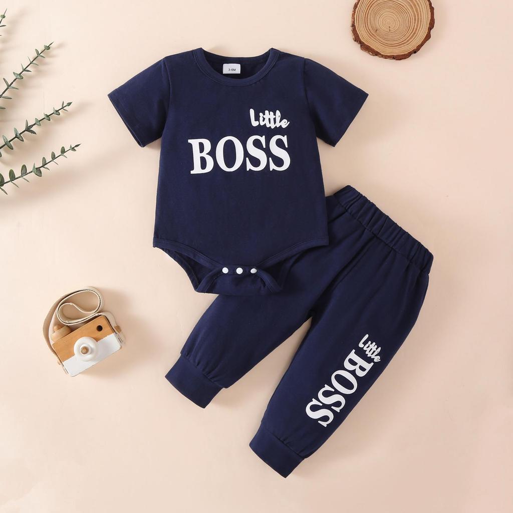 Spring & Autumn Long-Sleeve Hooded Baby Suit: Solid Color, Letter Print, Two-Piece for Boys & Girls