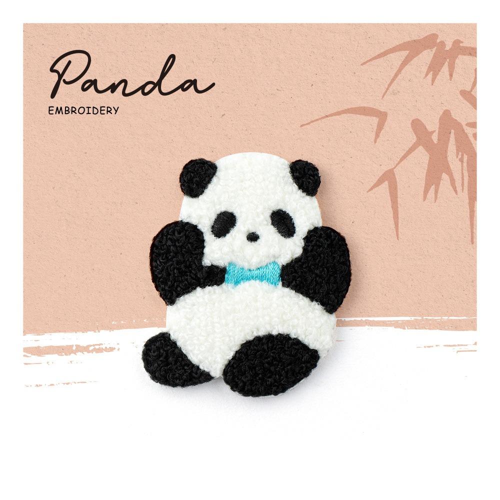 Cute Panda Brooch Cartoon Cloth Badge Soft Embroidery Panda Pin Bag Decoration
