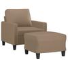 Armchair with Footstool Cappuccino Brown 60 Cm Faux Leather