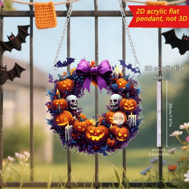 Halloween Cute Ghostly Acrylic Ornament 2D Flat Plaque Hanging Sign Decors For Home Office Classroom Party Wall Decoration