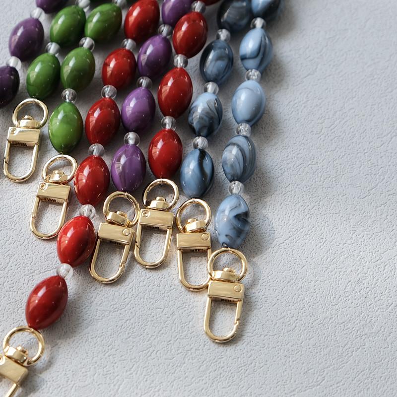 Nuevo accesorio de bolso de mujer a la moda, cadenas de cuentas sólidas desmontables, correa de lujo acrílica de caramelo, cadena elegante con asa para hombro para mujer