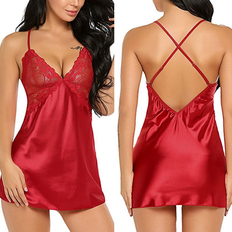 Elegancka Kobieta Pani Seksowna Koronkowa Bielizna Nocna Satynowa Bielizna Nocna Bielizna Piżama Garnitur Rozmiar S-xl Dla Maksymalnego Komfortu